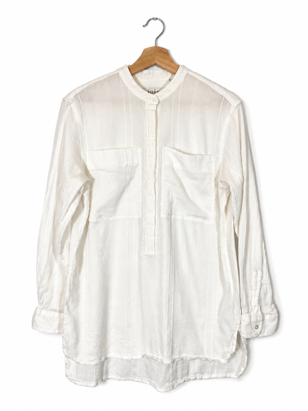 Joie 100% Cotton Button Down Shirt Tunic Blouse White Size M Boho Casual Minimal